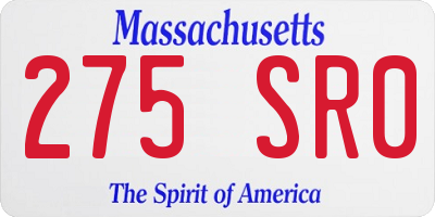 MA license plate 275SR0