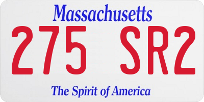 MA license plate 275SR2