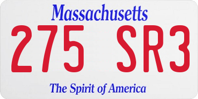 MA license plate 275SR3
