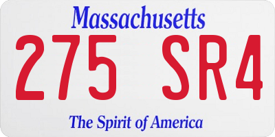 MA license plate 275SR4
