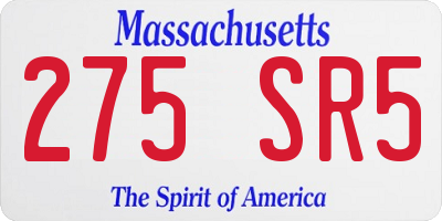 MA license plate 275SR5
