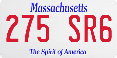 MA license plate 275SR6