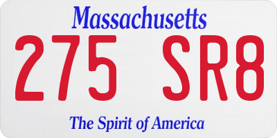 MA license plate 275SR8
