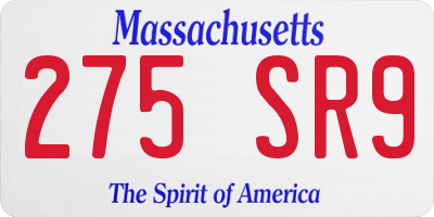 MA license plate 275SR9