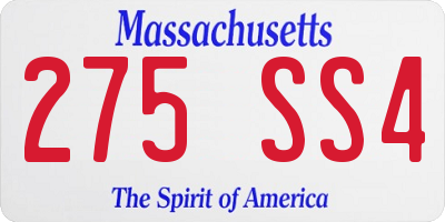 MA license plate 275SS4