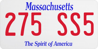 MA license plate 275SS5