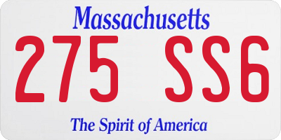 MA license plate 275SS6
