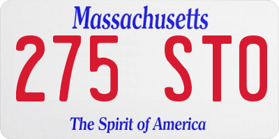 MA license plate 275ST0