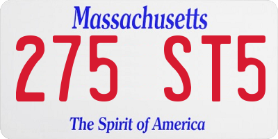 MA license plate 275ST5
