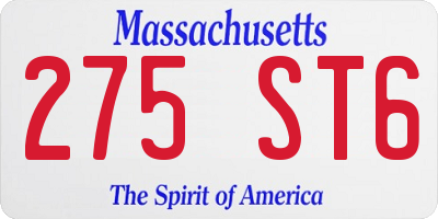 MA license plate 275ST6