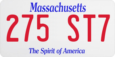 MA license plate 275ST7