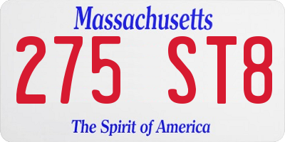 MA license plate 275ST8