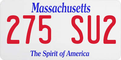 MA license plate 275SU2