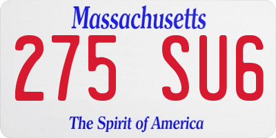 MA license plate 275SU6