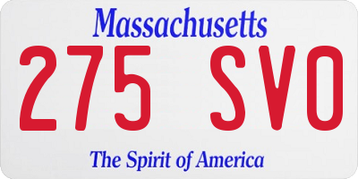 MA license plate 275SV0