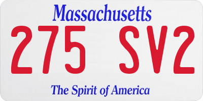 MA license plate 275SV2