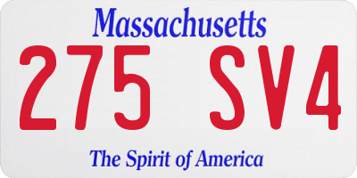 MA license plate 275SV4