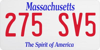 MA license plate 275SV5