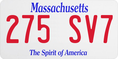 MA license plate 275SV7