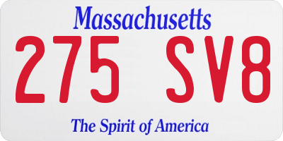 MA license plate 275SV8
