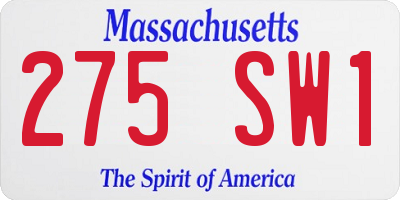 MA license plate 275SW1