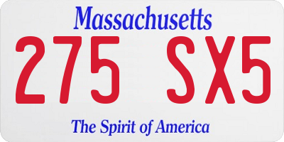 MA license plate 275SX5