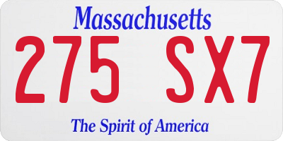 MA license plate 275SX7
