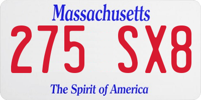 MA license plate 275SX8