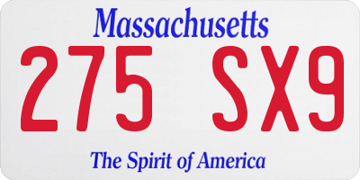 MA license plate 275SX9