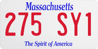 MA license plate 275SY1