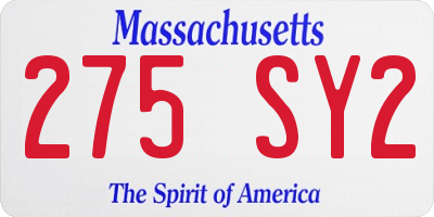 MA license plate 275SY2