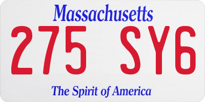 MA license plate 275SY6