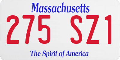MA license plate 275SZ1
