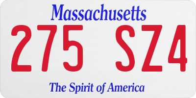 MA license plate 275SZ4