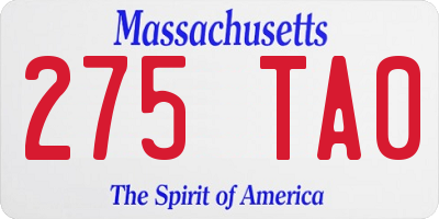 MA license plate 275TA0