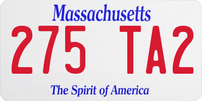 MA license plate 275TA2