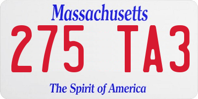 MA license plate 275TA3