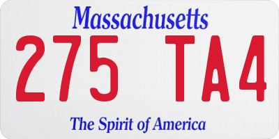 MA license plate 275TA4