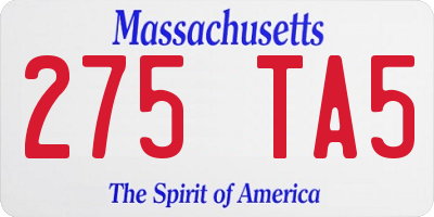 MA license plate 275TA5