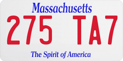 MA license plate 275TA7