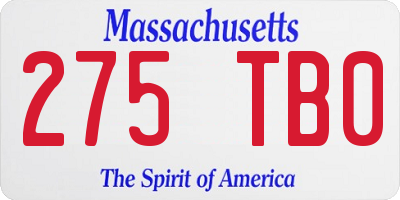 MA license plate 275TB0