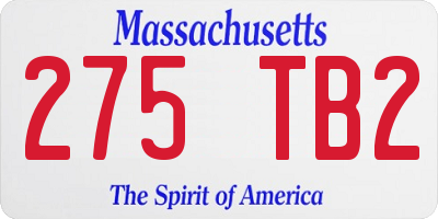 MA license plate 275TB2