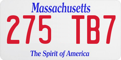MA license plate 275TB7