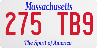 MA license plate 275TB9