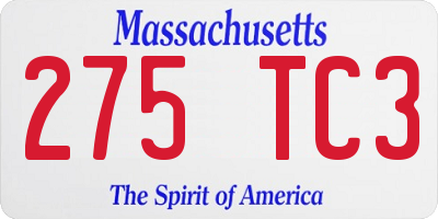 MA license plate 275TC3