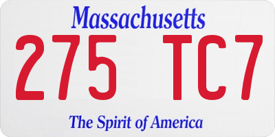 MA license plate 275TC7
