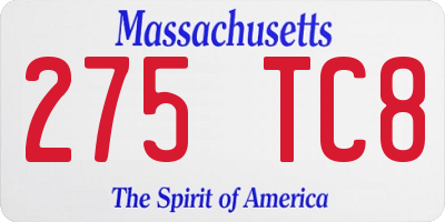 MA license plate 275TC8