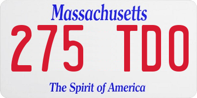 MA license plate 275TD0