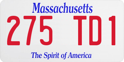 MA license plate 275TD1