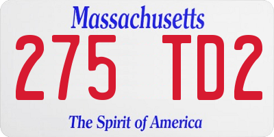 MA license plate 275TD2